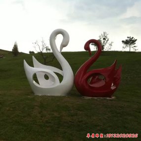 不銹鋼抽象天鵝雕塑