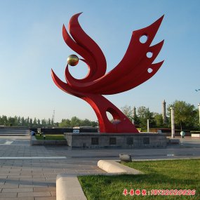 學(xué)校不銹鋼鳳凰雕塑