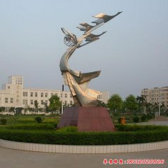 不銹鋼公園大雁雕塑