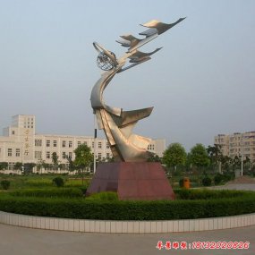 不銹鋼公園大雁雕塑