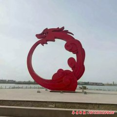 企業(yè)不銹鋼紅色烤漆雕塑龍