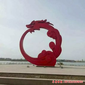 企業不銹鋼紅色烤漆雕塑龍