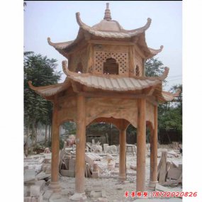 晚霞紅石材涼亭