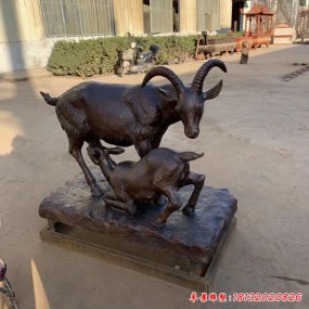 銅雕塑跪羊