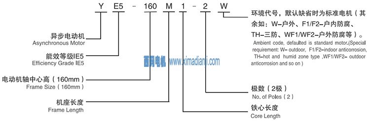 YE5系列超高效三相異步電動機型號說明